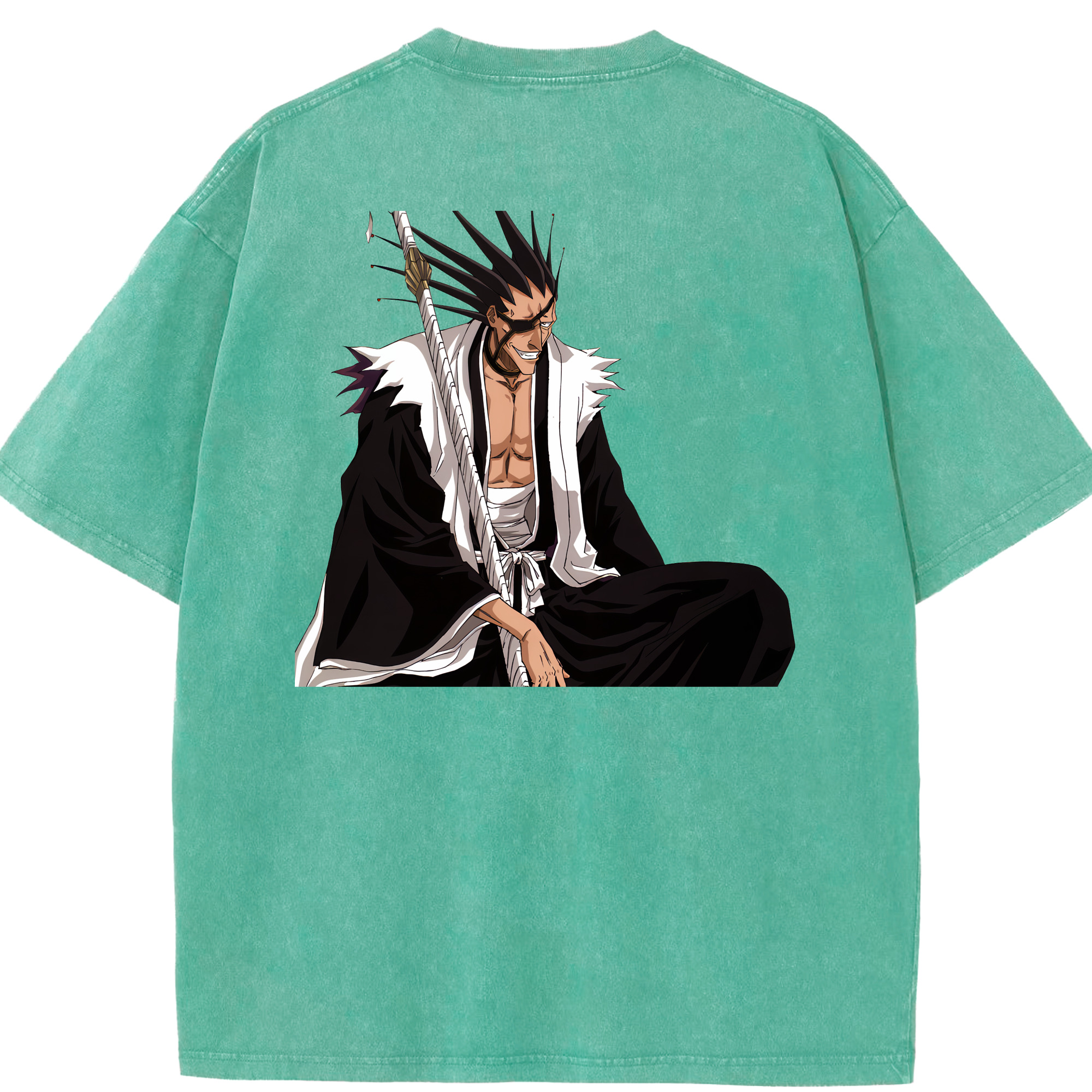 （画像用） ブリーチ ざらき けんぱち BLEACH Zaraki Kenpachi 綿100% ヴィンテージ風 半袖Tシャツ（背面プリント）